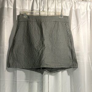Zara Black and White Gingham High Waist Skort